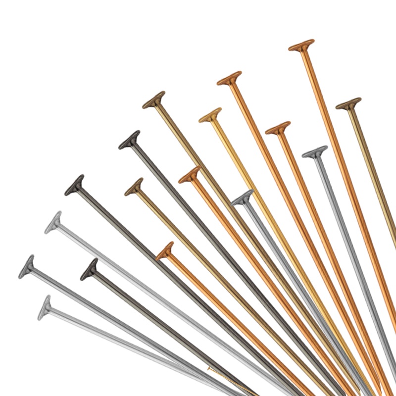 หมุดหัวแบน สีทอง เงิน โรเดียม 15-70 มม. สําหรับทําเครื่องประดับ DIY 100-200 ชิ้น ต่อล็อต