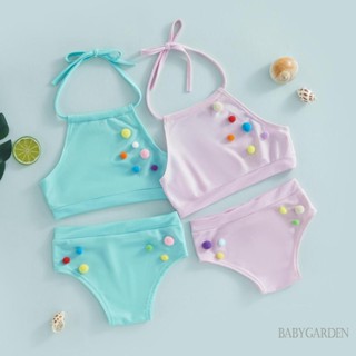 Babygarden-6m-4y ชุดว่ายน้ําแขนกุด ผ้ากํามะหยี่ขนนิ่ม และกางเกงขาสั้น สําหรับเด็กผู้หญิง 2 ชิ้น