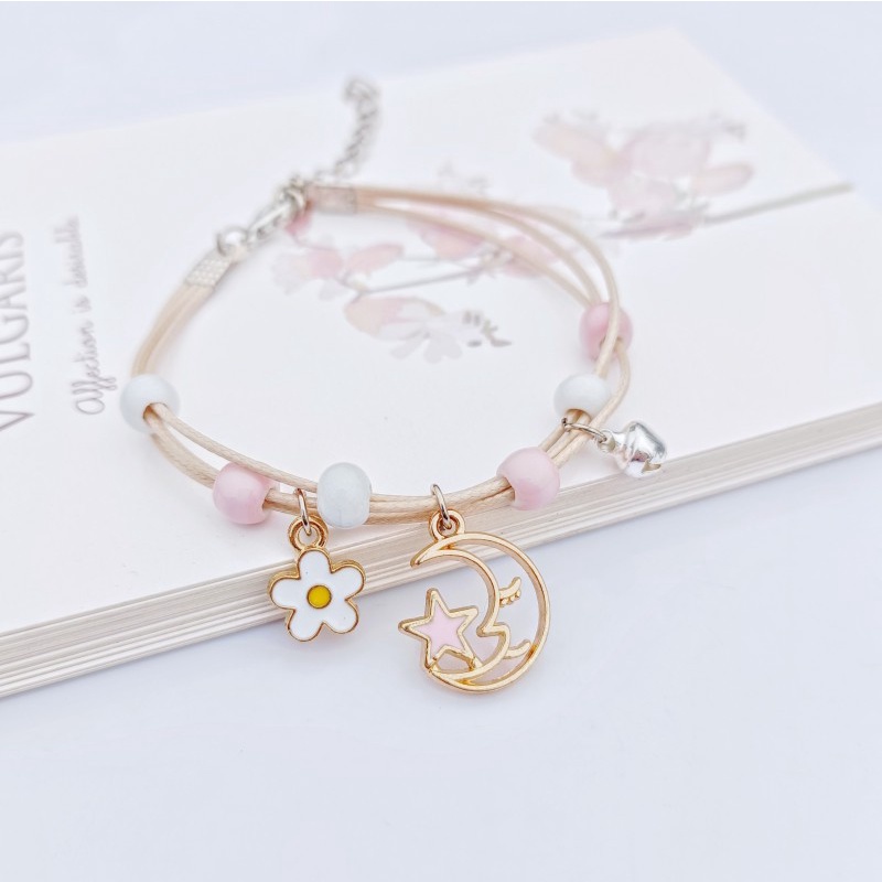 เครื่องประดับ สร้อยข้อมือเซรามิค ลายดาว ดวงจันทร์ ขนาดเล็ก น่ารัก ให้เป็นของขวัญ สําหรับนักเรียนหญิง