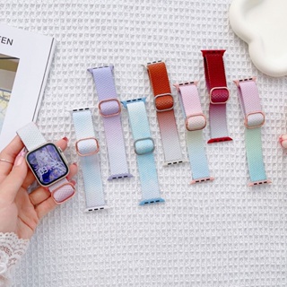 ใหม่ สายนาฬิกาข้อมือถัก สีรุ้ง สําหรับ iWatch Band Ultra 49 มม. 44 มม. 40 มม. 45 มม. 41 มม. 42 มม. 38 iWatch Series 8 7 6 5 SE 4 3