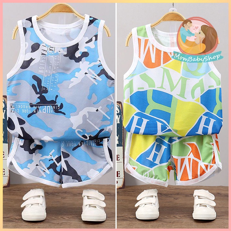 เสื้อยืดแขนกุด+กางเกงขาสั้น   ลายน่ารัก  สีสันสดใส  งานผ้านุ่ม  ใส่สบาย ไม่ระคายเคืองผิว