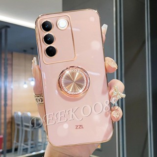 พร้อมส่ง เคสโทรศัพท์มือถือแบบนิ่ม พร้อมแหวนขาตั้ง หมุนได้ สําหรับ VIVO V29 5G VIVOV29