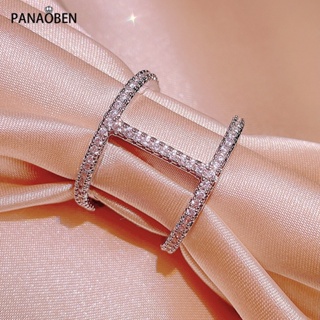 PANAOBEN♥เครื่องประดับ แหวนแพลตตินัม ทรงกลม แต่งรูกลวง แฟชั่นยอดนิยม สไตล์ยุโรป และอเมริกา สําหรับผู้หญิง แหวนทองครึ่งสลึง แหวนแฟชั่น คริสต์มาส แหวนทอง แหวนคู่ แหวนผู้ชาย