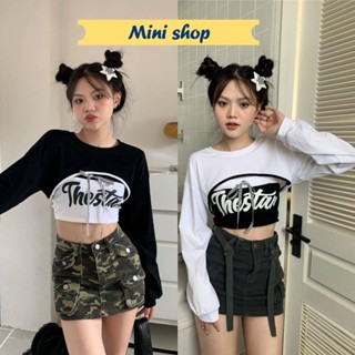 Mini shop🌸พร้อมส่ง🌸 (56092+56092A) เสื้อเซ็เสื้อเกาะอก+เสื้อคลุมไหมพรม แนวสตรีทใส่สบายผ้านิ่ม