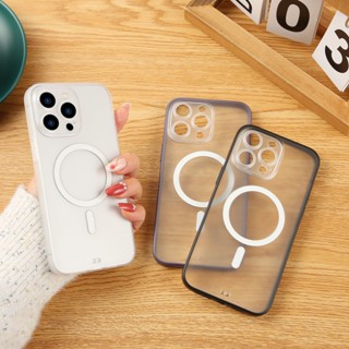 เคสโทรศัพท์มือถือแบบแข็ง ใส พร้อมตัวดูดแม่เหล็ก สําหรับ iPhone 11 12 12Pro 12Promax 13 14 13Pro 13Promax 14Pro 14Promax