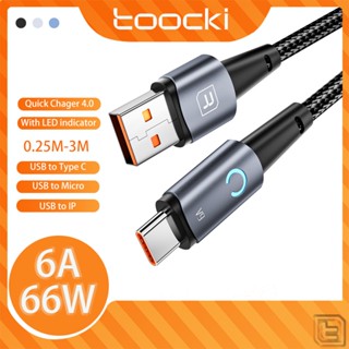 Toocki สายชาร์จ USB Type C 66W 2.4A Micro USB ชาร์จเร็ว สําหรับ Xiaomi Huawei