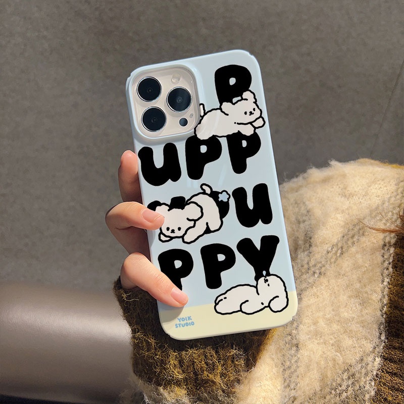 ฟิล์มแข็ง สําหรับ iphone 14promax 11 13 12 7Plus 8 X XS Max เคสโทรศัพท์ ลูกสุนัขตลก