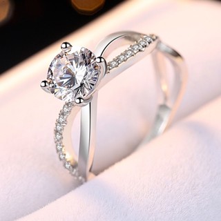 แหวนหมั้น เงินสเตอร์ลิง 925 ประดับเพชรโมอิส 6.50 มม. (น้ําหนัก 0.86CT 1.00CT) หรูหรา สําหรับผู้หญิง