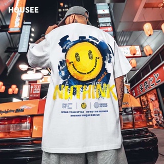 S-8XL Summer national tide graffiti smiley face letter printing short-sleeved t-shirt for men and women ins tide br_02