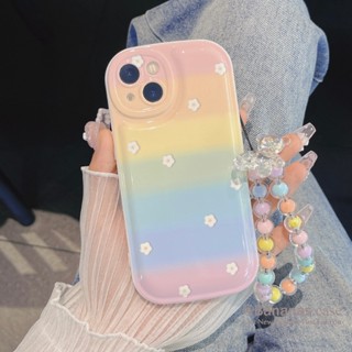 Iphone 14 13 12 11 Pro Max SE2020 X XR Xs Max 7 8 Plus เคสสายรุ้ง + หมี สายคล้อง ฝาครอบป้องกัน