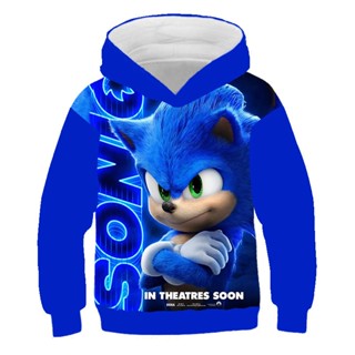 เสื้อกันหนาวลําลอง มีฮู้ด พิมพ์ลายแอนิเมชั่น Sonic 3 มิติ สวมใส่สบาย สําหรับเด็กผู้ชาย และผู้หญิง