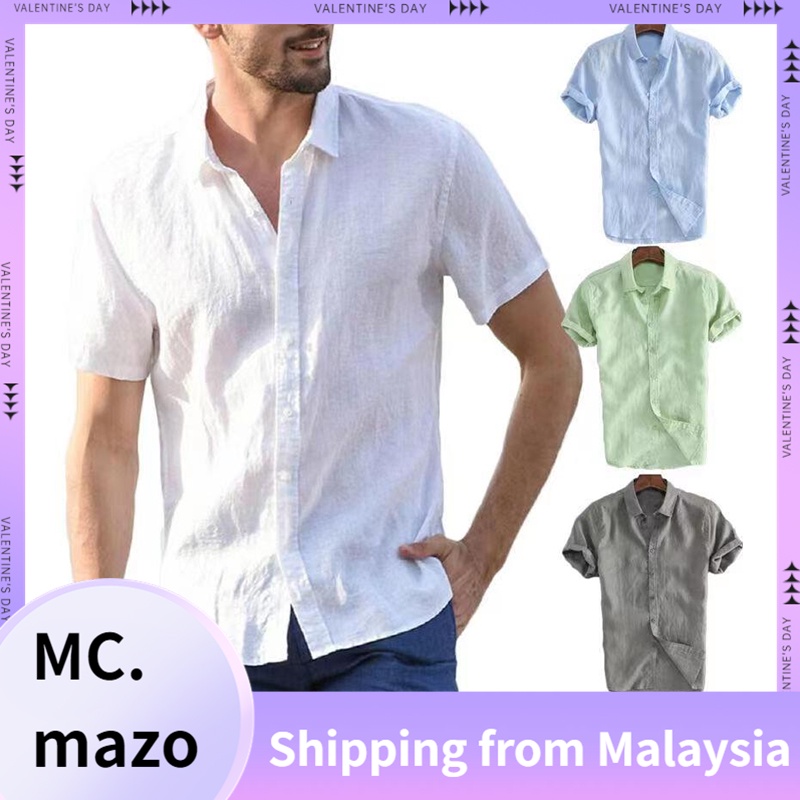 เสื้อเชิ้ตสีทึบหลวมมีสไตล์ของผู้ชายเสื้อเชิ้ตแขนสั้นติดกระดุมปกลําลองสําหรับถนนเดินเมือง