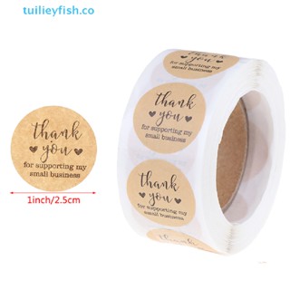 tuilieyfish 500PCs/roll Handmade Thank You Stickers Paper Label  Round Stationery Decor co