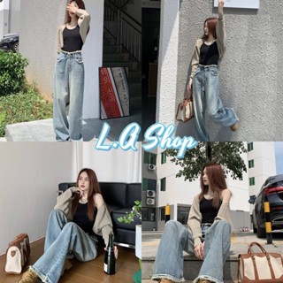 L.A Shop พร้อมส่ง กางเกงยีนส์เอวสูงขายาว ใส่สบายSMLXL มี4ไซส์ สีเฟดดีมาก "1605" -NZ