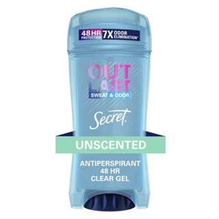 Secret Outlast Clear Gel Antiperspirant Deodorant for Women, Unscented.