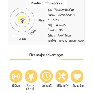 ไฟ LED (ไฟ 3ดวง+ รีโมท) ไฟติดพนัง ไฟรีโมท ใส่ถ่าน ไฟกลางคืน ขนาดเล็ก ไร้สายแบตเตอรี่ ไฟ LED ถ่าน