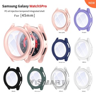 กระจก + เคส สําหรับ Samsung Galaxy Watch 5 pro เคส นาฬิกา 5 pro 45 มม. PC กันชน + ตัวป้องกันหน้าจอ