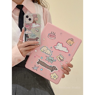 เคสแท็บเล็ตซิลิโคน ลายดัชชุน สีชมพู หมุนได้ สําหรับ iPad 2019 10.2 iPad air 4 10.9 iPad 9.7 นิ้ว 12.9 นิ้ว iPad Pro 11 iPad 18 iPad 8 Generation Cover 17