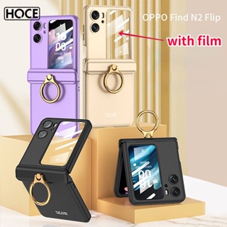 Hoce เคสโทรศัพท์มือถือ ฝาพับแม่เหล็ก พร้อมแหวนขาตั้ง หรูหรา สําหรับ OPPO Find N2 Flip 5G