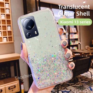 เคสโทรศัพท์มือถือแบบนิ่ม TPU ใส กันกระแทก แต่งกลิตเตอร์ สีชมพู ระยิบระยับ สําหรับ Xiaomi 13 Pro Lite 13Lite Xiaomi13Lite 13Pro 5G 2023