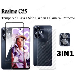 3in1 กระจกนิรภัยกันรอยหน้าจอ แบบเต็มจอ สําหรับ Realme C55 Realme C33 C35 C30S Narzo 50i prime 50A prime