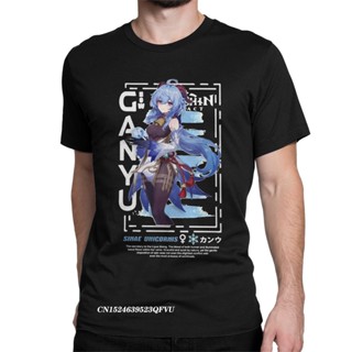 [S-5XL] เสื้อยืดวินเทจ Genshin Impact Ganyu สตรีทแวร์ผู้ชายเสื้อยืดผู้หญิง 2022 เสื้อทีเชิ้ตแฟชั่น Harajuku Tee เสื้อเชิ