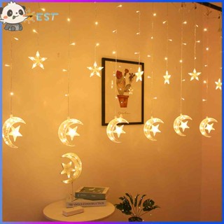 ❉ดีที่สุด❉ สายไฟหิ่งห้อย LED รูปดาว ดวงจันทร์ กันน้ํา สําหรับตกแต่งปาร์ตี้คริสต์มาส EU