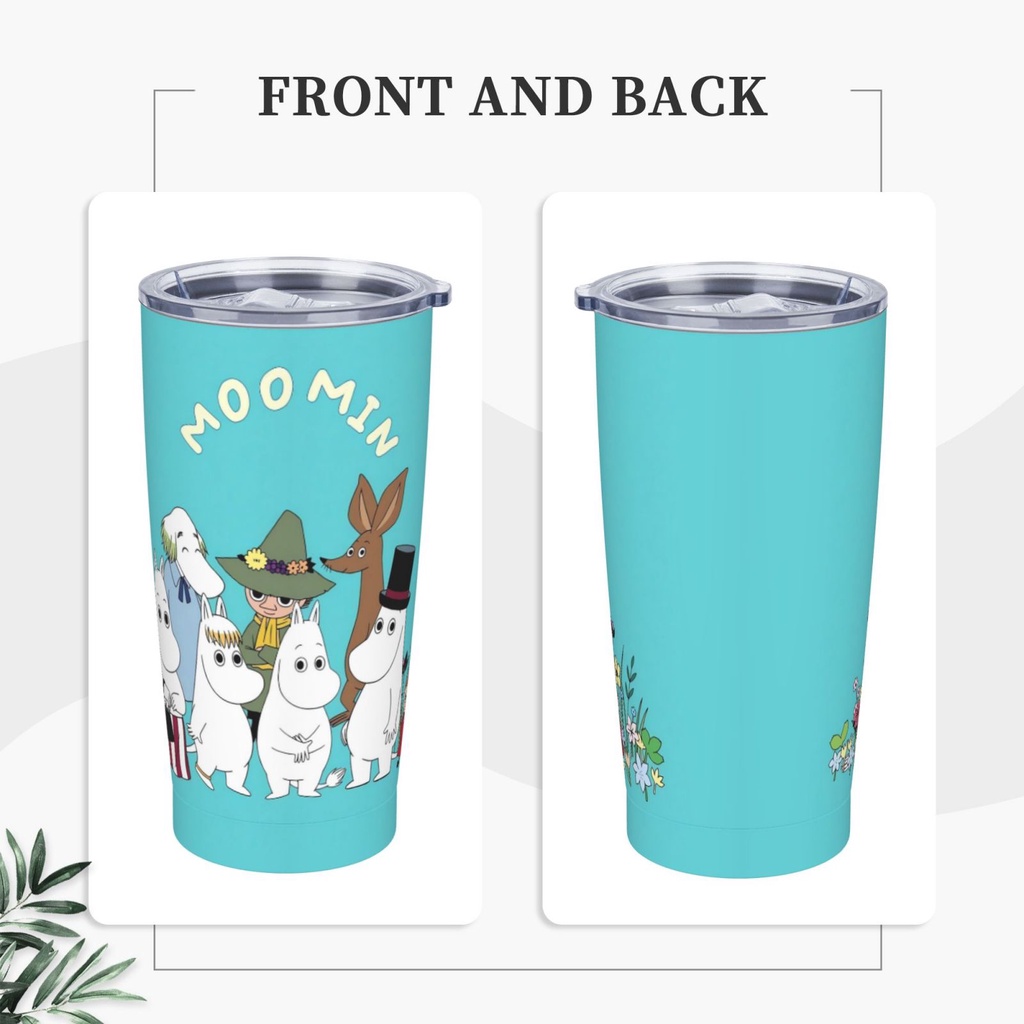 Moomin แก้วกาแฟ พร้อมหลอดดูด 20 ออนซ์ PS ด้านใน 304 ด้านนอก 201 สําหรับรถยนต์