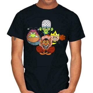 เสื้อยืดแขนสั้นCartoon network  MOjo jojo and The Powerpuff Girls mens 100% cotton round neck short -sleeved T-shirtS-5