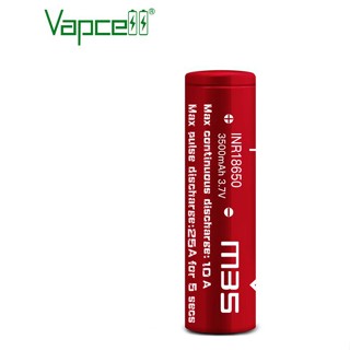 [ฟรีกระเป๋าใส่ถ่าน] ถ่านชาร์จ Vapcell สีแดง รุ่น 18650 M35 3500mAh 10A/25A จำนวน 2 ก้อน ถ่าน