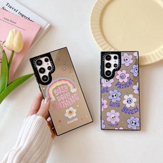 รุ้ง ดอกไม้ Casetify เคส Samsung Galaxy S23 Ultra S22 Ultra S23 Plus + Case ใหม่ กระจกเงา สี่เหลี่ยม ป้องกันการหล่น ซิลิกาเจล นุ่ม เคส