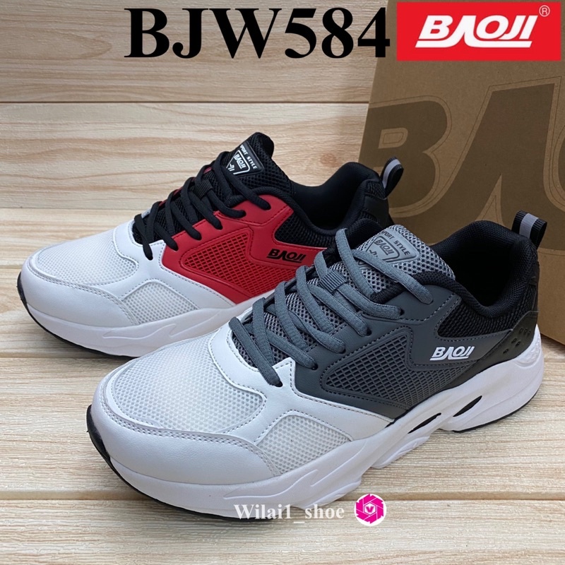 💛New💼Baoji  BJM 584 รองเท้าผ้าใบชาย (41-45) สีดำแดง/ดำเทา ซซ