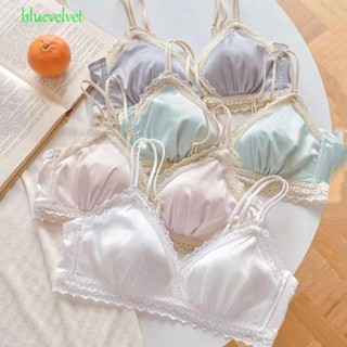 Bluevelvet บราลูกไม้ โรแมนติก สําหรับผู้หญิง เสื้อกล้าม ผ้าซาติน คัพ 3/4 ไม่มีโครงเหล็ก ดันทรง ยกทรงหน้าอก