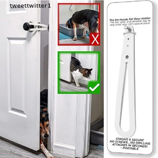 Twee Cat Door Holder Latch Cat Door Alternative No Need Baby Gate Pet Door Installs Fast Flex Latch Strap Let Cats in Easy To Install EN