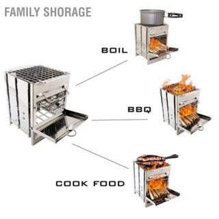  Family Shorage เตาย่างบาร์บีคิวปรับความสูงได้สแตนเลส Quadrate เตาย่างถ่านบาร์บีคิวแบบพับได้สำหรับปิกนิกตั้งแคมป์ทำอาหารกลางแจ้ง