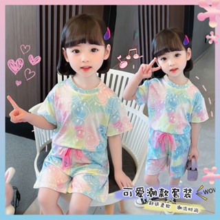 Girls Internet celebrity suit 2022 summer new childrens clothing girls summer short sleeve thin two-piece set