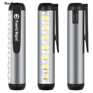 &lt;Redhot&gt; ไฟฉาย LED ขนาดเล็ก แบบชาร์จไฟได้ พร้อมคลิปแม่เหล็ก ไฟทํางาน ไฟฉายลดราคา