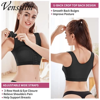 Vensslim ผู้หญิง หลังผ่าตัด ชุดชั้นใน ปิดด้านหน้า บีบอัด กระชับสัดส่วน ดันทรง ท่าทาง แก้ไข รูปร่าง พร้อมสายรัดพยุงหน้าอก