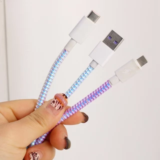 สปริงเกลียวถนอมสายชาร์จ USB TPU 1.4 ม. กันแตก หลากสี สําหรับถนอมสายชาร์จโทรศัพท์มือถือ