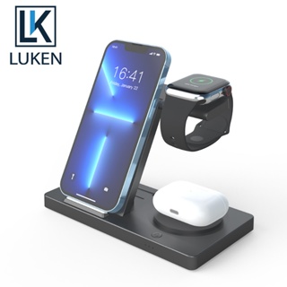 Luken 3 in 1 ที่ชาร์จไร้สาย ชาร์จเร็ว สําหรับ iP Airp Pro App Watch Samsung Galaxy Watch Buds2 Pro QI