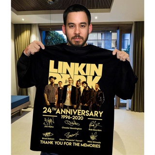 เสื้อยืดแขนสั้นใหม่ Linkin Park Rock Band 24Th ครบรอบ1996 ลายเซ็นเสื้อยืดขนาด M 3XlS-5XL