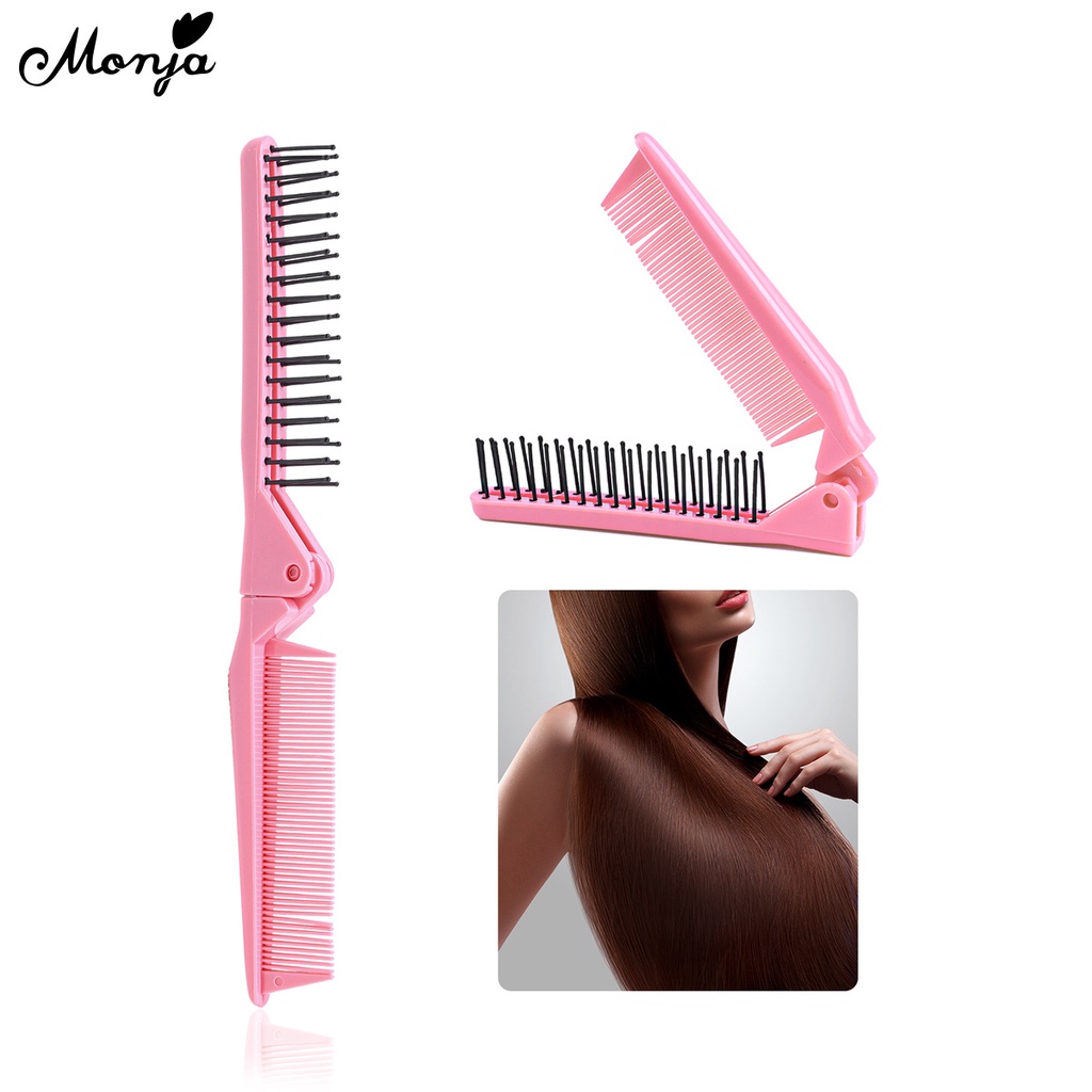 2 in 1 หวีพับ, ดูแลเส้นผมนวด Travel Hair Brush, ใช้งานง่ายแบบพกพา Anti-static Clean หวีพับได้ Travel