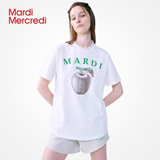 Mardi Mercredi เสื้อยืดแขนสั้นลําลอง ผ้าฝ้าย ทรงสลิม แฟชั่นฤดูร้อน สไตล์เกาหลี สําหรับผู้ชาย และผู้หญิง