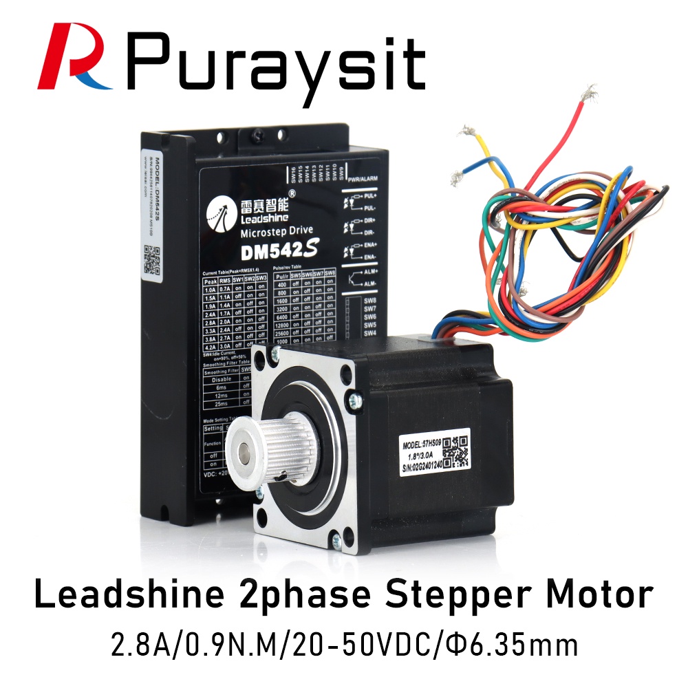 Leadshine NEMA23 57 Series 2 เฟส Stepper Motor 2.A 0.9NM และ Stepper Driver DM542S 4.2A 20-50VDC พร้