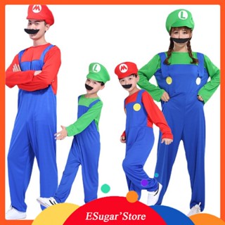 Game Anime Cosplay Halloween Costumes Funny Super Brother Bros Children Fantasia Cosplay Jumpsuit Xmas Carnival Adult Woman Suit