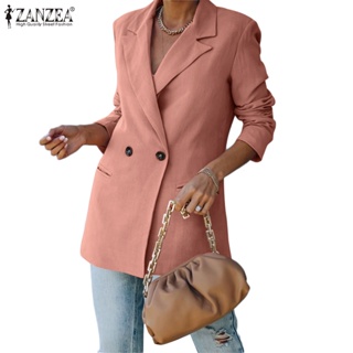 ZANZEA Womens Europe Commuting Street Fashion Turn-Down-Collar Side Pocket Blazer