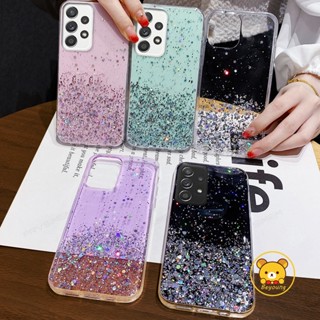 เคสโทรศัพท์มือถือแบบนิ่ม TPU ใส แต่งกลิตเตอร์ดาว ระยิบระยับ สําหรับ Samsung Galaxy S23 S22 S21 Plus Ultra S23+ S22+ S21+ S21 FE