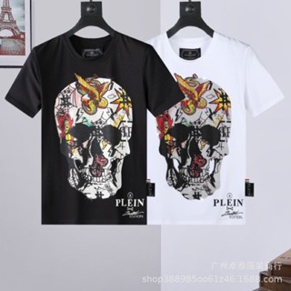 ผ้าฝ้ายคอกลมPp60 เสื้อยืด พิมพ์ลาย PHILIPP PLEIN SWARROWSKY SKULLfrom S-3XL