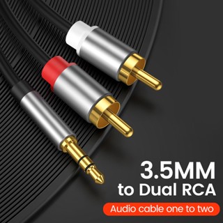 2rca เป็น 3.5 มม. แจ็คเสียง Aux สายเคเบิล 3.5 มม. แจ็ค ถึง 2RCA ตัวผู้ อะแดปเตอร์แยก สําหรับเครื่องขยายเสียง DVD TV PC RCA สายเคเบิลลําโพงสายไฟ