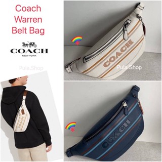 กระเป๋าคาดอกผู้ชาย 13" Coach CH000 Warren Belt Bag With Coach Stripe 005